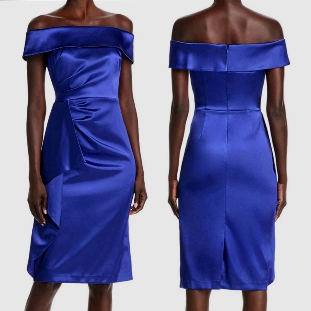 Eliza J‎ Women's Off-the-Shoulder Satin Cocktail Dress Size 12
